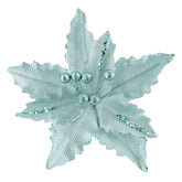 Blue Glitter Poinsettia Clip-On Christmas Decoration